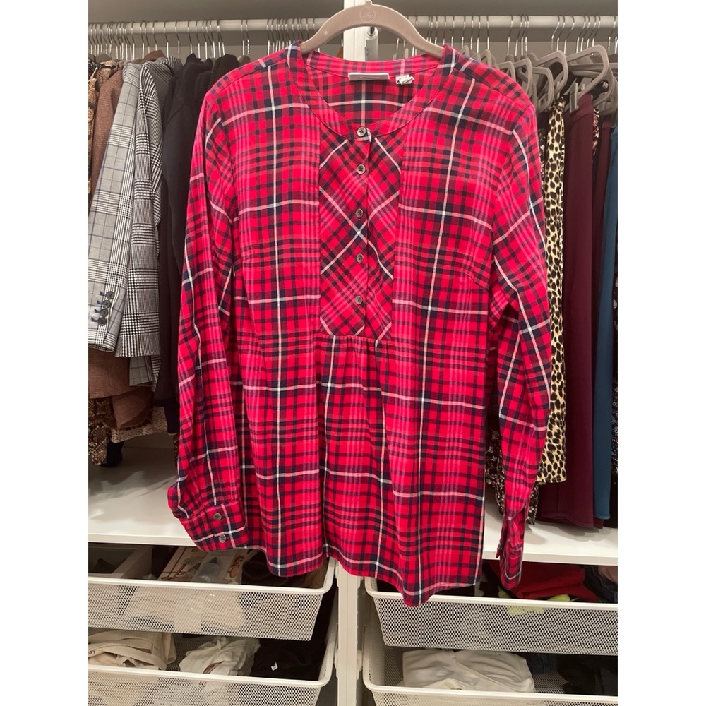 Like New Denim & Co. Plaid Tunic Blouse